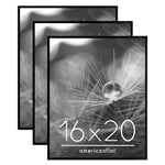 Americanflat Cadre Photo Noir de 40x50 cm - Lot de 3 - Cadre de 40x50 cm avec Encadrement Fins, Vitre en Plexiglas et Matériel de Suspension pour Affichage Vertical ou Horizontal