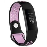 Fitbit Charge 3 / Charge 4 - Silikonarmband - Color Design - Str. S - Svart/Pink