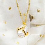 Two Hands Love Hugging White Stone Square Pearl Pendant Necklace