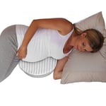 Boppy Coussin de grossesse avec housse, rayures grises, cale de soutien du ventre, coussin de grossesse ferme pour la grossesse à partir de la ligne de oreillers de grossesse pour dormir, un must have