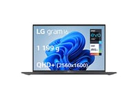 LG Gram 16Z90Q-G.AA56F - PC Portable 16" 1.2kg, écran IPS 2560x1600 Format 16:10, Intel® Evo™ i5, RAM 16Go, SSD 512Go NVMe, Iris®XE Graphics, Thunderbolt™ 4, Windows 11 Home, Clavier AZERTY, Noir
