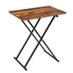 HOOBRO Tables d’Appoint, Très Grand Bouts de Canapé, Hauteur réglable, 60 x 40 x 60 cm, Tables Pliables de Style Industriel, Tables-Plateaux de Télévision, Salon, Chambre, Marron Rustique EBF16BZ01