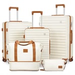 Imiono Lot de 3 valises rigides Extensibles avec roulettes pivotantes et Serrure TSA, Blanc, Luggage Sets 5 Piece, Ensembles de Bagages