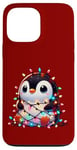 iPhone 13 Pro Max Christmas Penguin with Light Strings Clumsy Cute Entangled Case