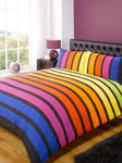 Soho Multi Stripe Duvet Cover Quilt Bedding Set, Blue Purple Orange Yellow Gree