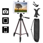 FOSOTO 50" Phone Tripod Stand for Tablet/Smartphone/Camera Portable Tablet Tripod Compatible for iPad 2 3 4, Air2, iPad Mini, Phone Tripod Compatible for iPhone/Samsung with Carrying Bag