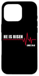 Coque pour iPhone 16 Pro He is Risen – Jesus Heartbeat Pulse Christian Faith EKG