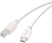 Vivanco-kaapeli USB-C - USB-B 3m, valkoinen (45356)