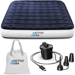 Active Era - Matelas Gonflable avec Pompe à Air Rechargeable et Pompe à Pied, 2 Personnes, Pompe à air, Sac de Transport Inclus - 150 x 203 x 22 cm