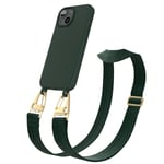 Phone Chain for Apple iPhone 13 Mini Wide Band Cover Cord Phone Case Green