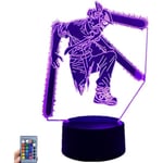 WJ Anime Chainsaw Man Denji 3D Illusion LED Nattlampa Animationsfigur Modell Lampa Sovrumsdekoration Atmosfärlampa Touch/Fjärrkontroll