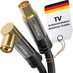 KabelDirekt – Câble Antenne TV 4K, Câble Coaxial 90° coudé/Droit – 5 m – Câble TV numérique/analogique – Disponible en 0,5-20 m (Prise coudée/Fiche Droite, pour DVB-C/DVB-T/DVB-S, Noir)