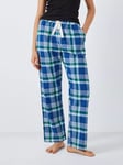 John Lewis Plaid Check Pyjama Bottoms, Navy Peony/ Green