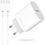 Chargeur USB C Rapide for iPhone 16/16 Pro/16 Pro Max/16 Plus/15 Pro/15 Pro Max/15 Plus, 25W Type C Prise Adaptateur et 2M Cable Mural Secteur Alimentation Fast Charger for Samsung S23 S22 S21 Andalus