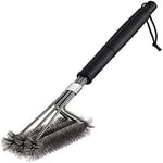 Sainlogic Brosse Barbecue, 3 en 1 Brosse Nettoyage Barbecue, Brosse De Barbecue en Acier Inoxydable, 360° de Nettoyage, 45 cm Long PP Isolation Thermique Poignée, Noir profond