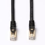 D2 Câble RJ45 droit couleur - 5m S/STP Cat 8 avec snagless et connecteurs en or - noir