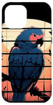 Coque pour iPhone 14 Plus rétro coucher de soleil bleu perroquet oiseau branche lune. silhouette