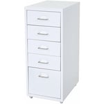 Décoshop26 - Caisson à tiroirs meuble de rangement bureau sur roulettes 69x28x41cm 5 tiroirs acier blanc