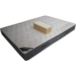 Matelas Latex 75 Kg/m3 + Mousse 35 Kg/m3 hr 140x190 x 21,5 cm + Oreiller Visco accueil Ferme Soutien Très Ferme - 7 Zones de Confort