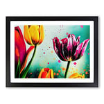 Tulip Flower Splash Vol.1 Abstract H1022 Framed Print for Living Room Bedroom Home Office Décor, Wall Art Picture Ready to Hang, Black A2 Frame (64 x 46 cm)