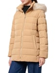 Tommy Hilfiger Veste Matelassée Femme Heritage Down Tyra Jacket With Fur Longue, Vert (Classic Khaki), M