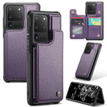 CASEME C22 Serie för Samsung Galaxy S20 Ultra Fodral Läder+TPU Telefonfodral med 5 Kortplatser Purple