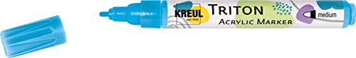 Kreul 17736-Triton Acrylic Marker Medium, Bleu Clair, épaisseur de Trait 1 à 3 mm, pour Lignes et écritures, séchage satiné, résistant aux intempéries sur Supports absorbants, Light Blue, One size