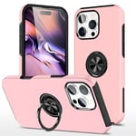 BAFUGU Coque pour iPhone 16 Pro avec Anneau Telephone [Cadre en TPU+Dos Rigide du PC] [Résistant aux Rayures] [Étui Antichoc], Housse de Support à Anneau Rotatif Coque pour iPhone 16 Pro- Rose