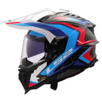 LS2, Casque Moto Cross Explorer Carbon Frontier II Gloss White Blue, S