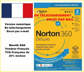 Avec CB NORTON 360 DELUXE 2024 ESD 3 Appareils 3APP 1 AN - 25GB CLOUD  par email