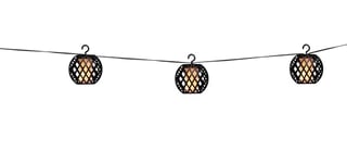 GRUNDIG Solar Fairy Lights - Garden Light 8 LED Lanterns - 12 Lumen - LED with Flame Effect - Includes Solar Panel - Battery Life 8-6 Hours - Black