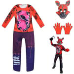 3st/ set Fnaf Säkerhetsbrott Cosplay Femnattsdräkt Barn Foxy Superhjälte Pojke Tjej Rolig Fest Karnevalsdräkt Jumpsuit Present C 140