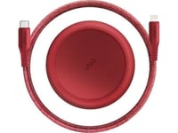 Usb Uniq Cable Uniq Mfi Cable Halo Usb-C-Lightning 18W Nylon Retractable 1.2M Red/Carmine Red