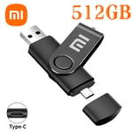 Xiaomi-Clé USB 3.0 de grande capacité,disque U en métal 2 en 1,transfert de fichiers à grande vitesse,clé USB portable étanche,2 To - Type Black 512GB