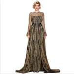 FTFTO Home Accessories One-Piece Dress Sexy Perspective Fake Two-Piece Mopping Evening Dress Ladies Long Golden Dress S