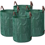 Lot De 4 Sacs De Jardin En Pp Imperméables 272l - Autonomes, Pliables Et Réutilisables - Résistants Aux Déchirures - Idéal Pour Les Déchets Verts, Les Feuilles Et L'herbe - Couleur Verte