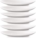 BORMIOLI ROCCO ‘Prometeo’ White Dinner Plates (Set of 6) – Stylish Oval Shape / 