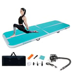 CCLIFE Tapis de Gymnastique Gonflable 5m Avec Pompe à Air électrique Gonflage Rapideair Gymnastique Tapis Adapté Pour le fitness le yoga l'entraînement 10cm Nouveau Vert