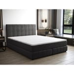 Vente-unique.com Ensemble complet boxspring tête de lit + sommier + matelas + surmatelas - 160 x 200 cm - Velours - Anthracite - HIDA de YSMÉE