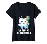 Womens Tooth Brush We Belong Together Dental Valentines Day Dentist V-Neck T-Shirt