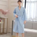 Men Summer Bath Robe Suck Water Male Bathrobe Sexy Night Dressing Gown Mens Plus Size Kimono Robes Women Lounge Sleepwear XL MenSkyBlue