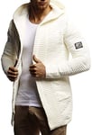 Leif Nelson Veste en tricot à capuche pour homme LN5715 - Ecru - Large