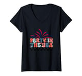 Womens Party In The USA Patriotic Fun Design V-Neck T-Shirt