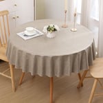 Homaxy Nappe de Table Aspect Lin Nappe Ronde 140 cm Nappe Exterieur Imperméable Anti-tâche Protection de Table pour Salle à Mangerr,Jardin - Lin