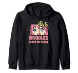 Noodles Make Me Smile - Noodle Girl Anime Lover Zip Hoodie