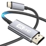 Câble USB Type C vers HDMI 2M, Câble Ultra Haut Débit 4K UHD (Compatible Thunderbolt 4/3) Pour MacBook Pro/Air, i-Pad Pro, Galaxy S23/S22/S21, Note 20, Surface Pro