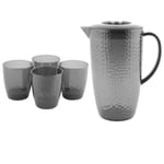 Cambridge Serving Jug Tumbler Set 5 Piece Set Plastic Cups Pitcher Outdoor Grey