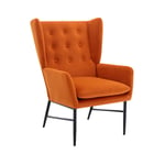 Wahson Office Chairs - Fauteuil Relax Scandinave en Velours avec Pieds Métal Chaise Salon Rembourés avec Accoudoirs pour Salon, Orange