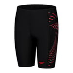 Speedo Plastisol Placement II Jammers de natation Garçon, Noir/Fed Rouge/Dapple Gris, 5-6 Ans