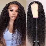 150% Densitet 4x1 Lace Front Peruk Människohår Deep Wave Lace Front Peruker För Kvinnor Deep Curly Pre Plockad Med Baby Hår Brasilianskt Virgin Hum